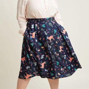 Modcloth Retrolicious Woodland Creatures Skirt 2x